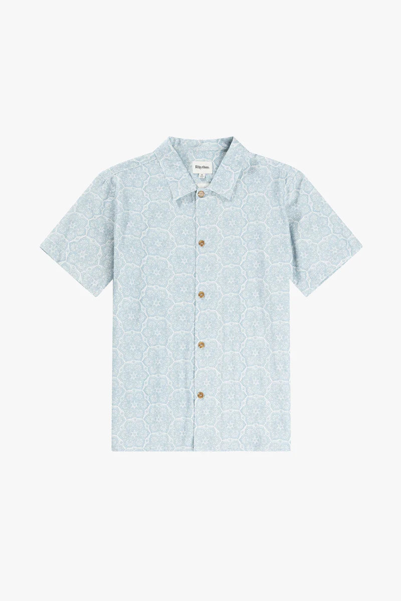 Rhythm Vera Short Sleeve Shirt Sky