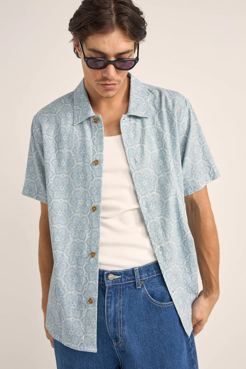 Rhythm Vera Short Sleeve Shirt Sky