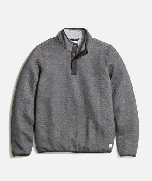 Marine Layer Men's Reversible Corbet Pullover in Charcoal/Mid Heather Grey