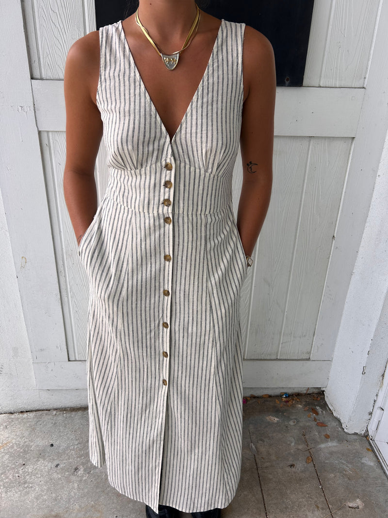 Marine Layer Camila Maxi Dress Navy Stripe