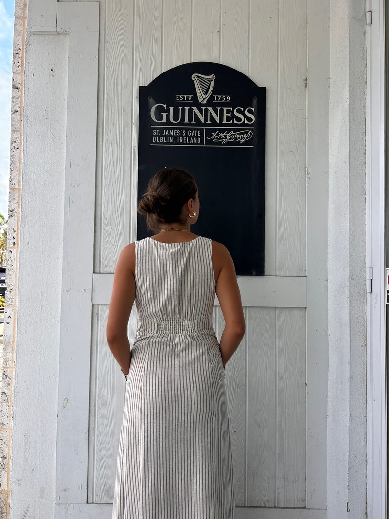 Marine Layer Camila Maxi Dress Navy Stripe