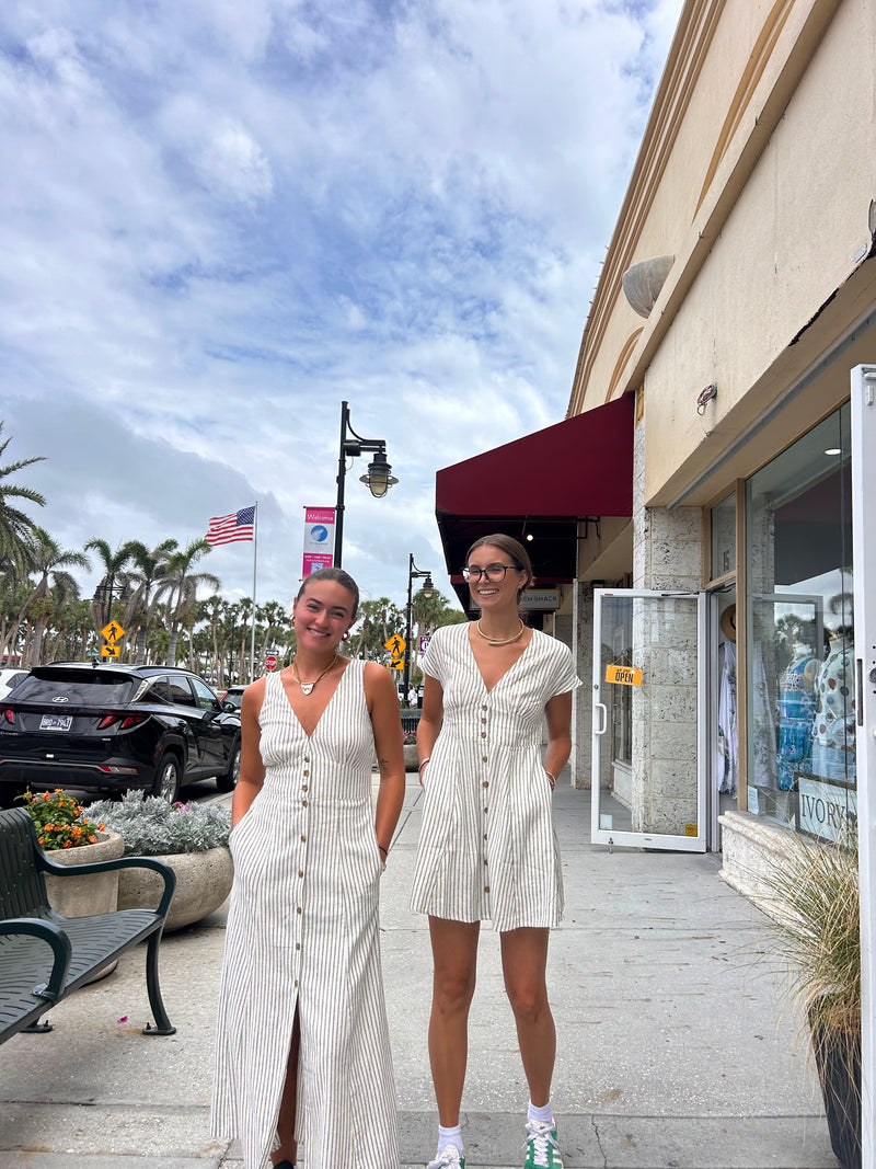 Camila Mini Dress Cream and Navy Stripe