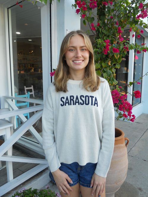 Town Pride Sarasota Sweater Natural with Anchor Graphic