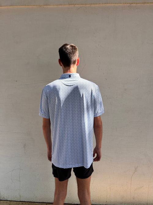 Mizzen+Main Versa Short Sleeve Polo White Island Time (Trim)