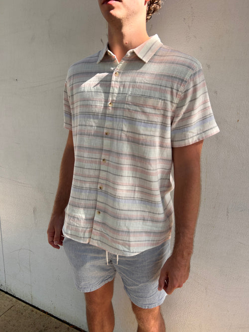 Marine Layer Stretch Selvage Short Sleeve Shirt Baja Stripe