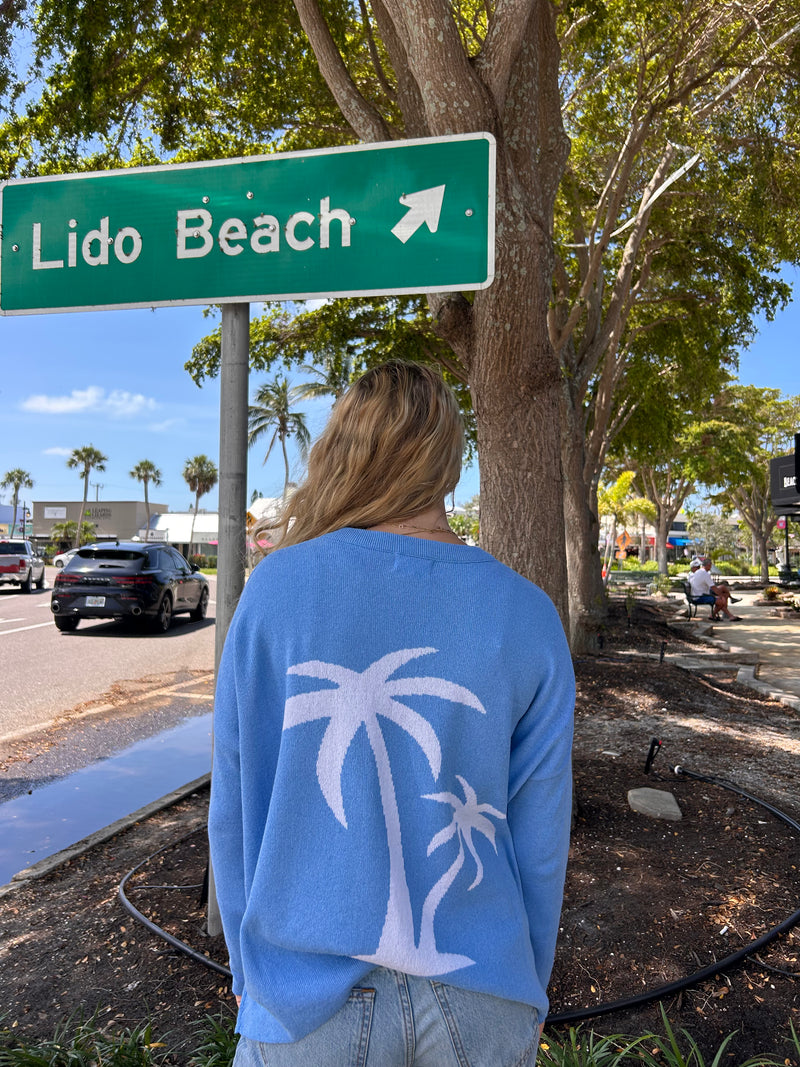 Town Pride Blue Sarasota Palm Sweater