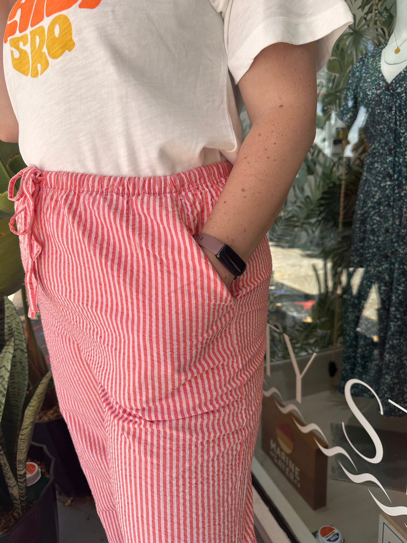 Marine Layer Seersucker Drawstring Wide Leg Pant