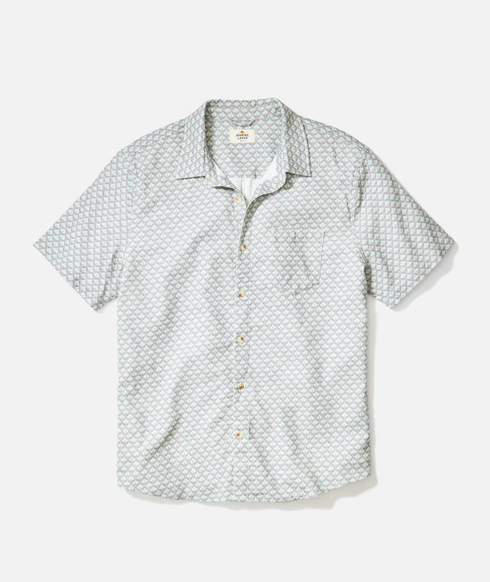 Classic Stretch Selvage Shirt- Aqua Agave Print