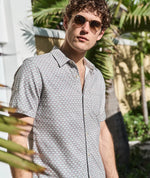 Classic Stretch Selvage Shirt- Aqua Agave Print