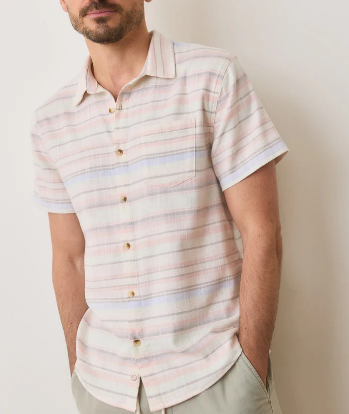 Marine Layer Stretch Selvage Short Sleeve Shirt Baja Stripe